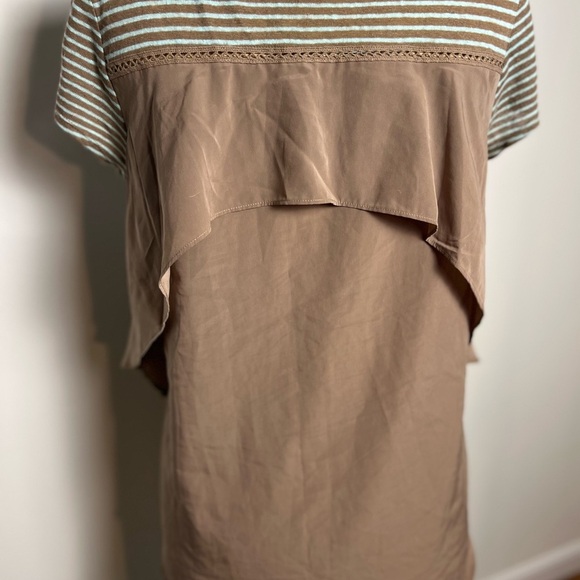 Anthropologie Meadow Rue taupe and teal striped top size small - Picture 4 of 6